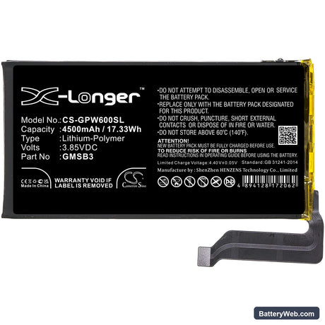 Google Pixel 6 Replacement Battery, 3.85V, 4500mAh, Li-Polymer 3