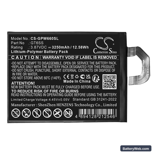 Google Pixel Fold Replacement Battery, 3.87V, 3250mAh, Li-Polymer 1