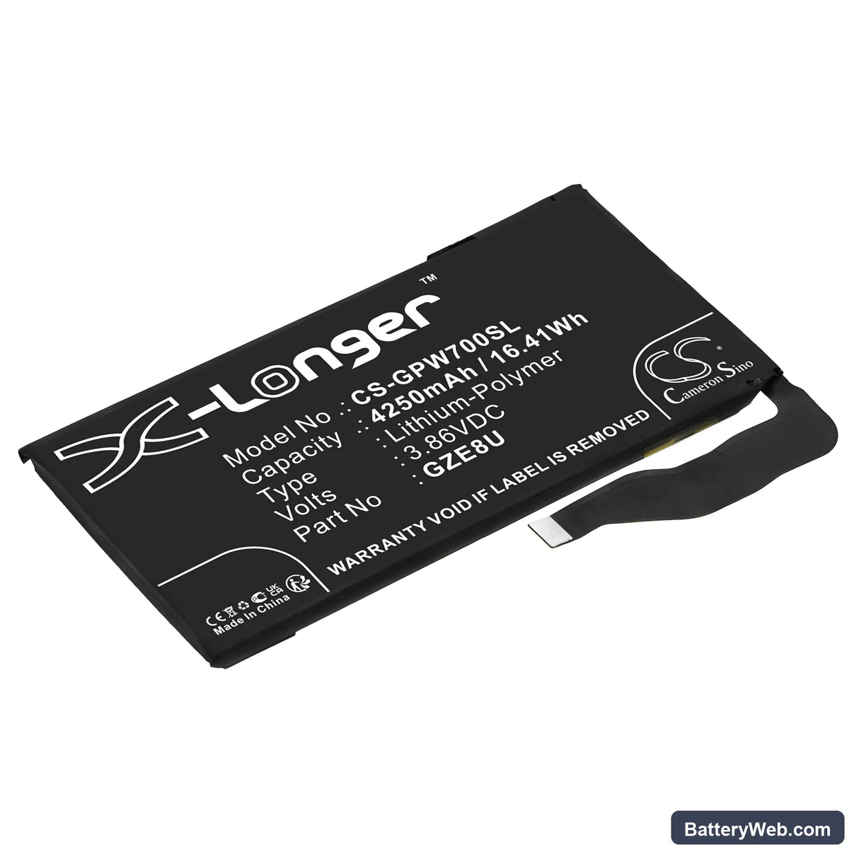 Google Pixel 7 Replacement Battery, 3.86V, 4250mAh, Li-Polymer 1