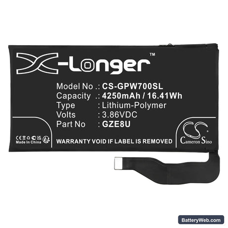 Google Pixel 7 Replacement Battery, 3.86V, 4250mAh, Li-Polymer 3