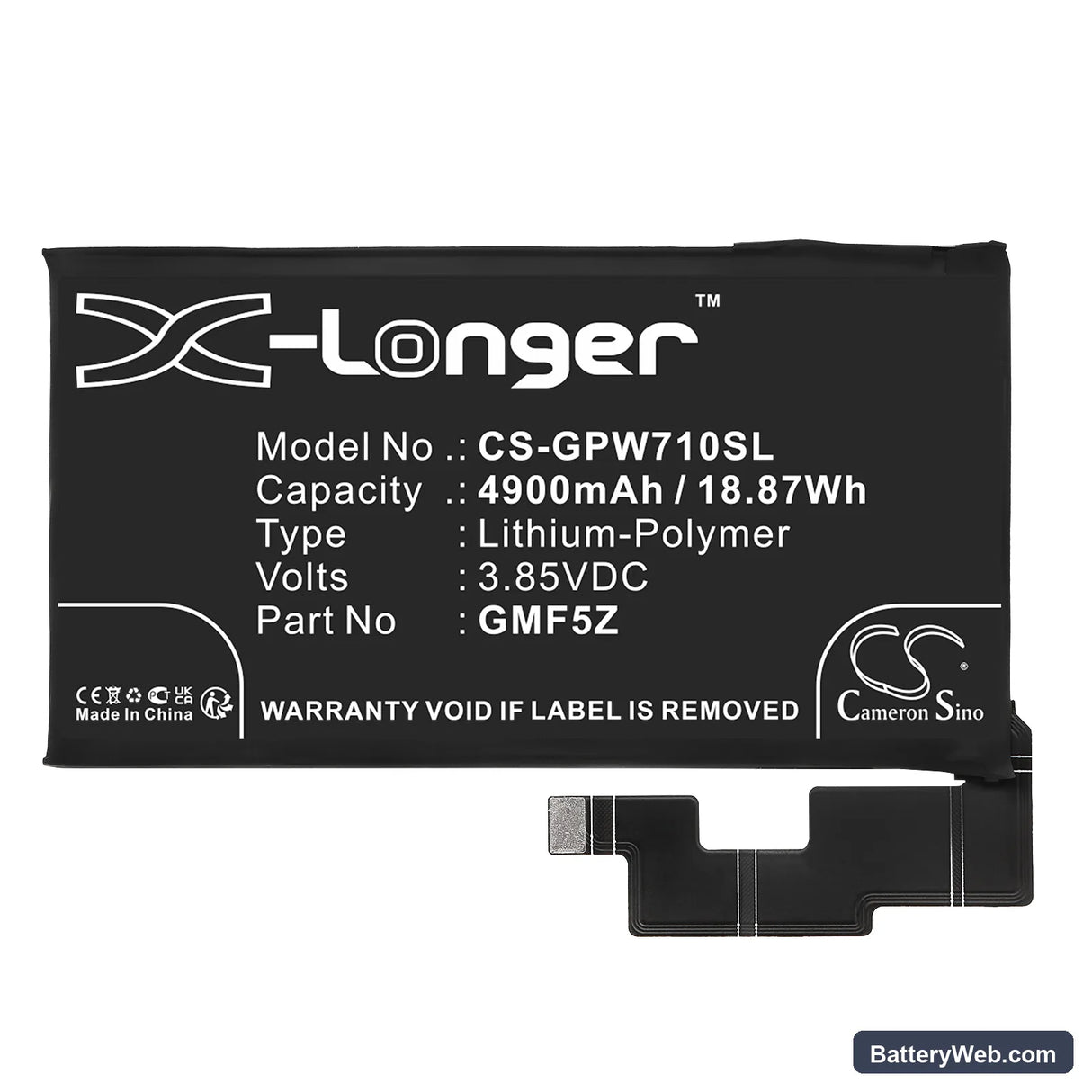 Google Pixel 7 Pro Replacement Battery, 3.85V, 4900mAh, Li-Polymer 3