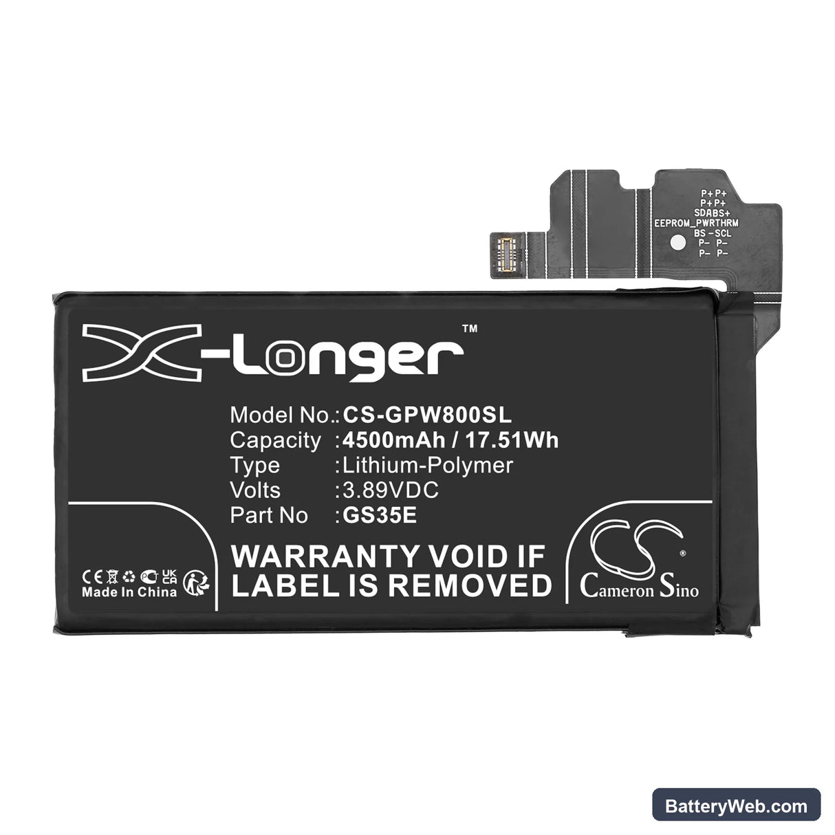 Google Pixel 8 Replacement Battery, 3.89V, 4500mAh, Li-Polymer 3