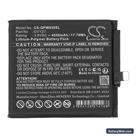 Google GEC77 Replacement Battery, 3.9V, 4550mAh, Li-Polymer 3