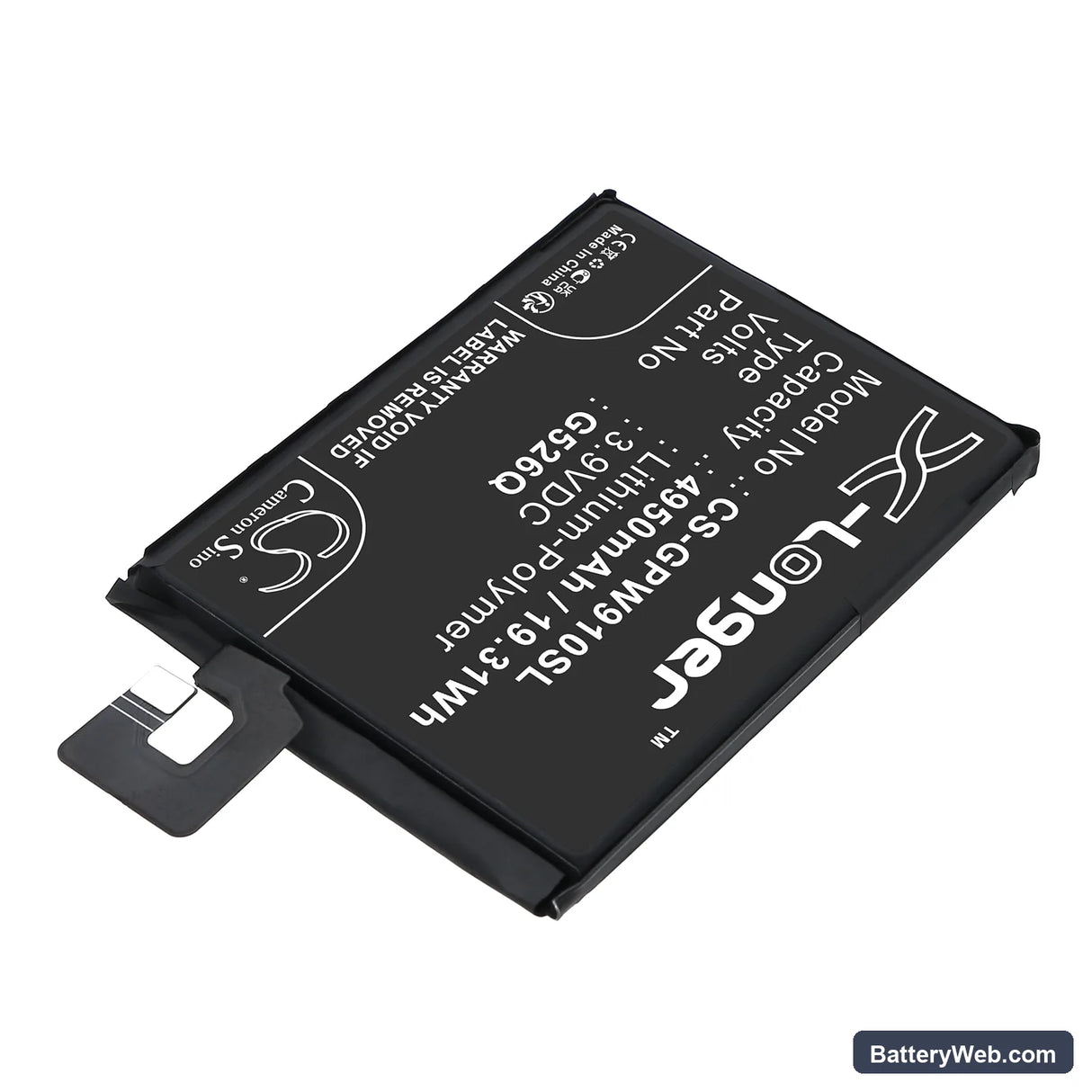 Google G3Y12 Replacement Battery, 3.9V, 4950mAh, Li-Polymer 2