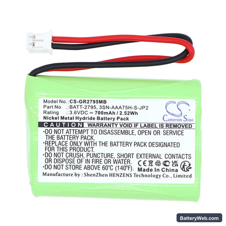 Motorola MBP33 Replacement Battery, 3.6V, 700mAh, Ni-MH 3