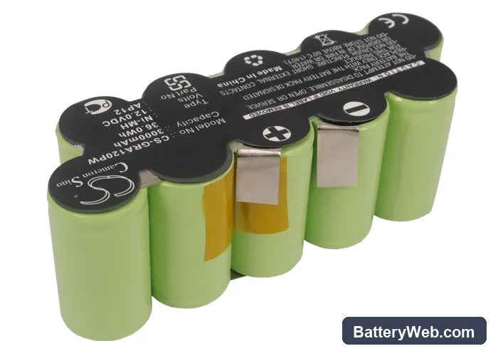 Gardena 2110 Replacement Battery, 12V, 3000mAh, Ni-MH 2