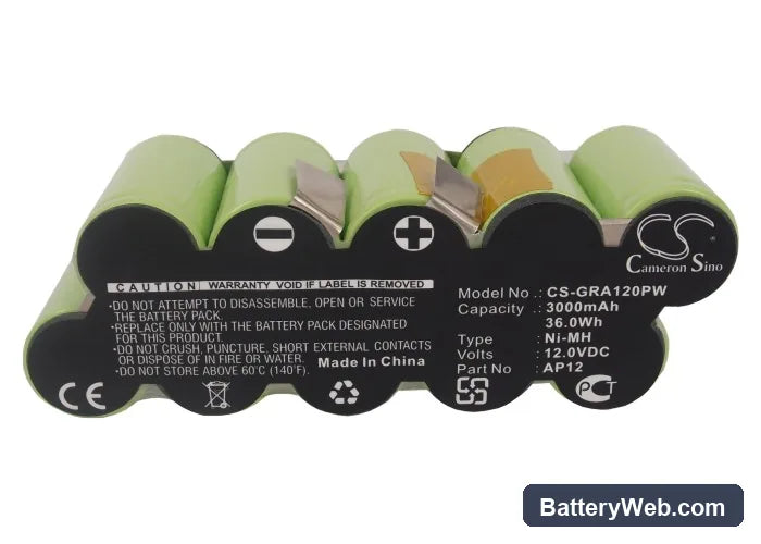 Gardena 2110 Replacement Battery, 12V, 3000mAh, Ni-MH 5