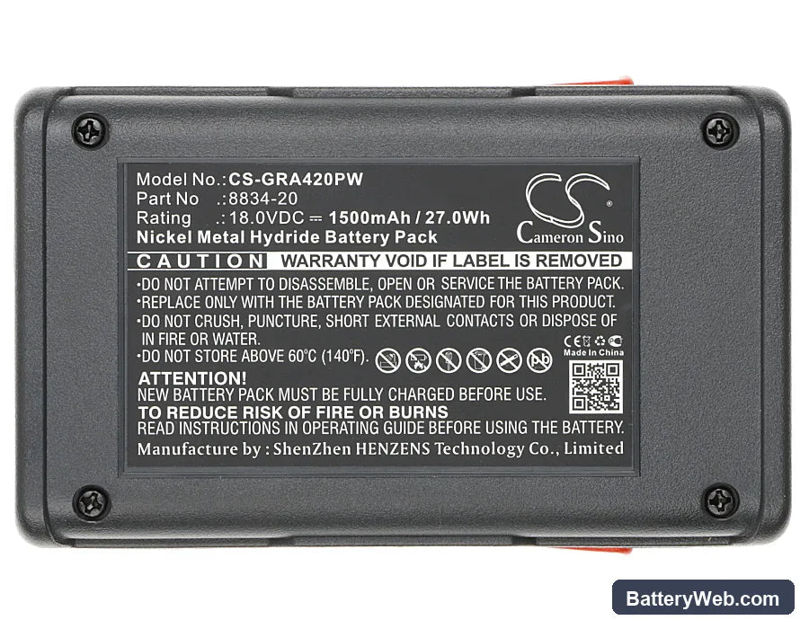 Gardena Turbotrimmer SmallCut 300 Accu Replacement Battery, 18V, 1500mAh, Ni-MH 5