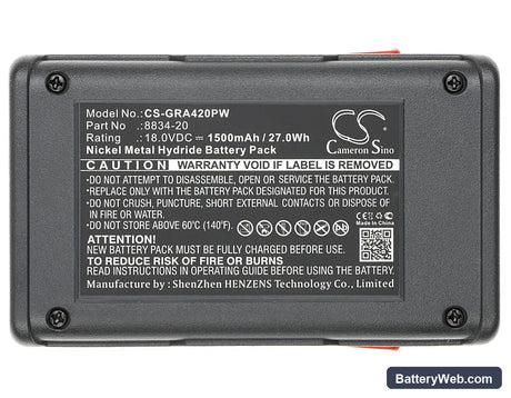 Gardena Turbotrimmer SmallCut 300 Accu Replacement Battery, 18V, 1500mAh, Ni-MH 5