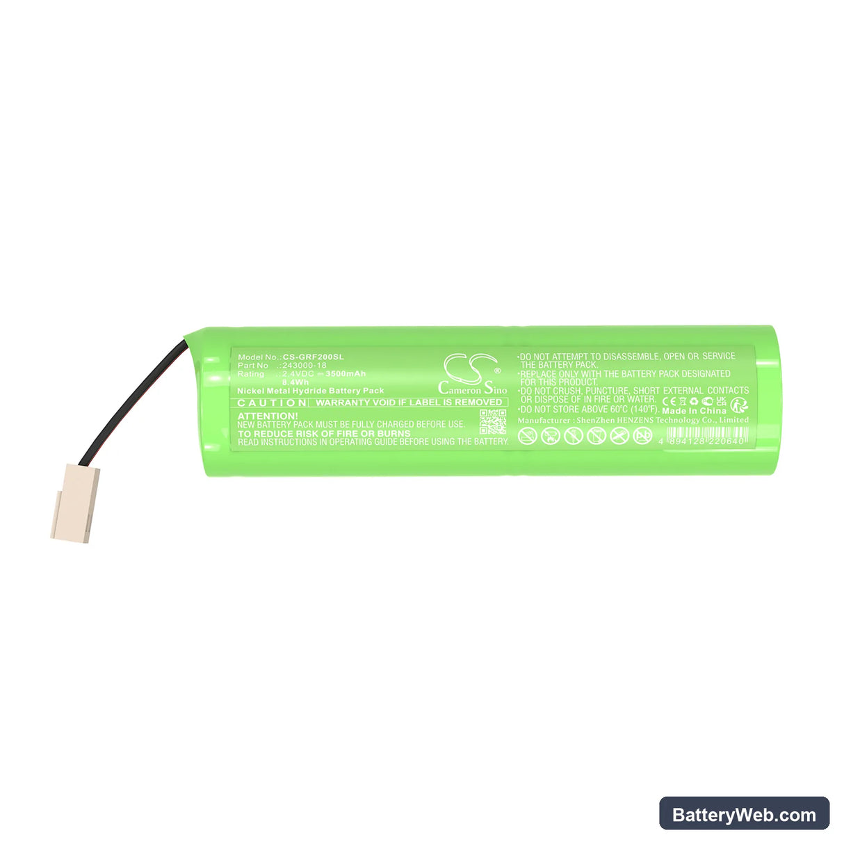 Geo-Fennel FL 1000 Replacement Battery, 2.4V, 3500mAh, Ni-MH 4