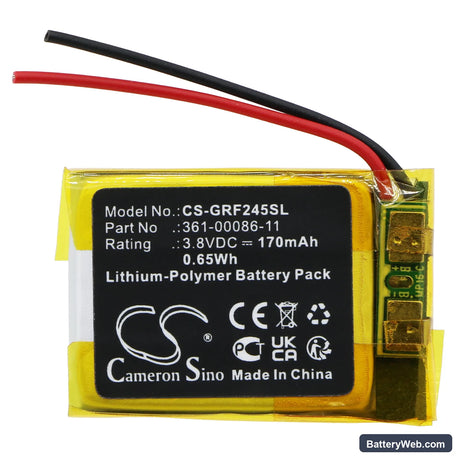 Garmin Forerunner 245 Replacement Battery, 3.8V, 170mAh, Li-Polymer 3