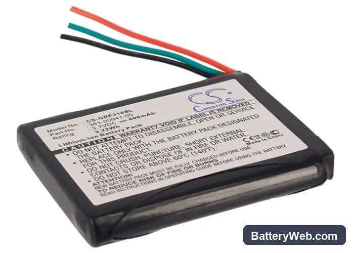 Garmin Forerunner 310XT Replacement Battery, 3.7V, 600mAh, Li-ion 1