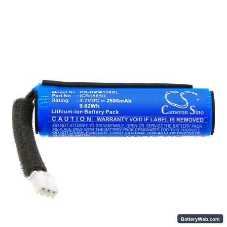Groove onn Medium Rugged_LED Replacement Battery, 3.7V, 2600mAh, Li-ion 3