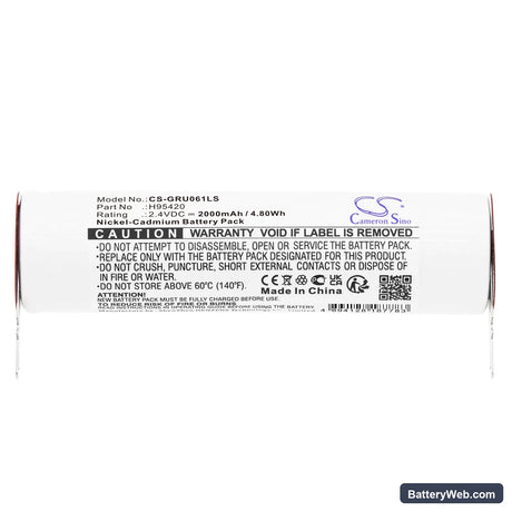 Legrand 061892 Replacement Battery, 2.4V, 2000mAh, Ni-CD 3