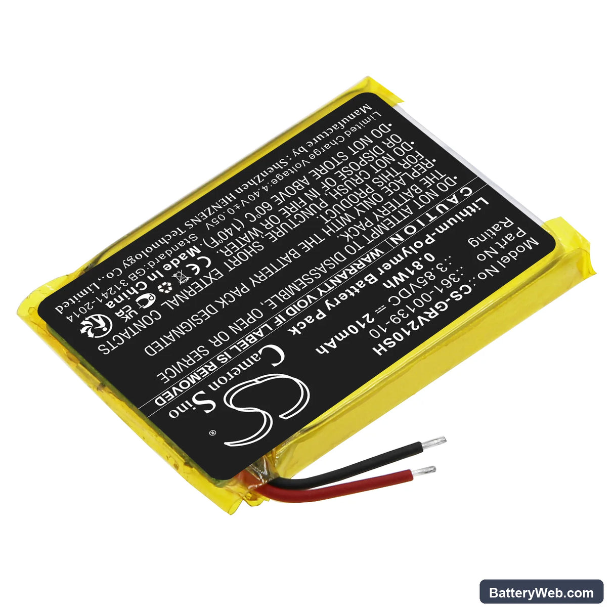 Garmin FENIX 7S Replacement Battery, 3.85V, 210mAh, Li-Polymer 2