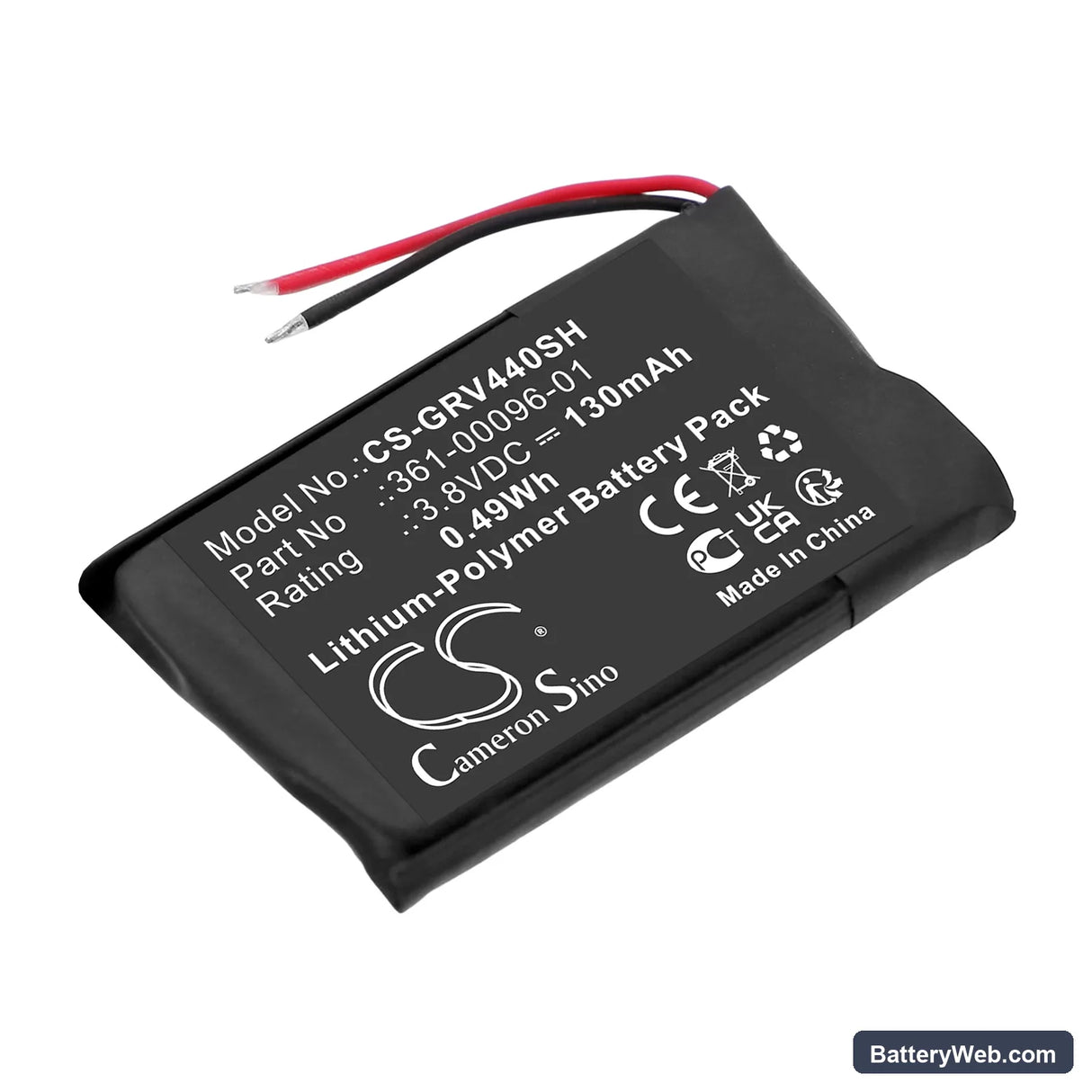 Garmin vivoactive 4S 40mm Replacement Battery, 3.8V, 130mAh, Li-Polymer 1