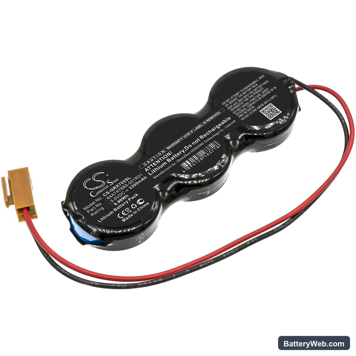 Emerson CPU310 Replacement Battery, 3V, 3300mAh, Lithium 1