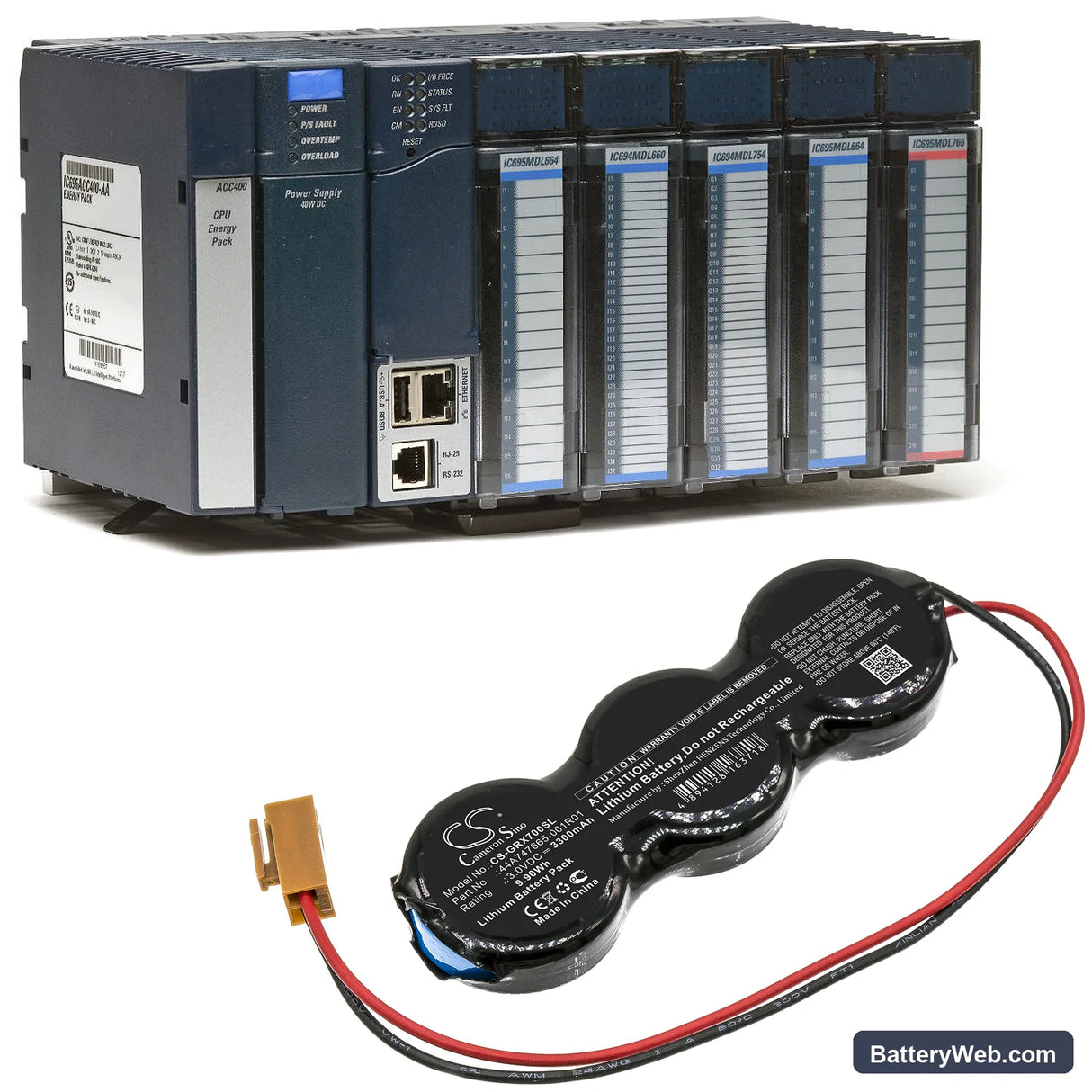 Emerson CPU310 Replacement Battery, 3V, 3300mAh, Lithium 6