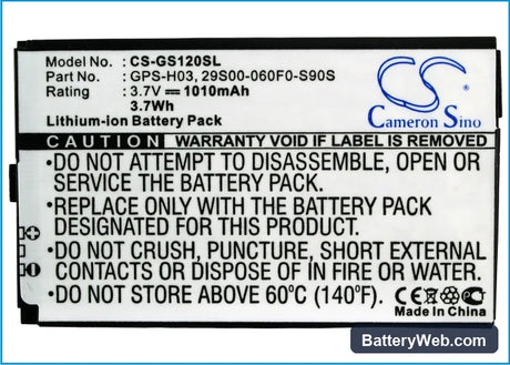 GSmart S1200 Replacement Battery, 3.7V, 1010mAh, Li-ion 5