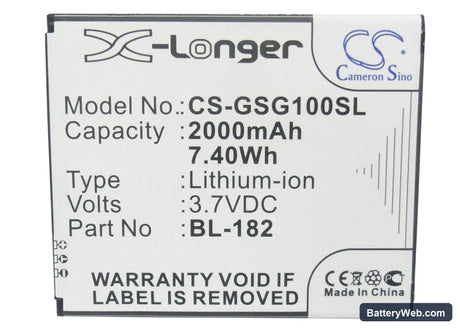 GSmart S1 Replacement Battery, 3.7V, 2000mAh, Li-ion 5