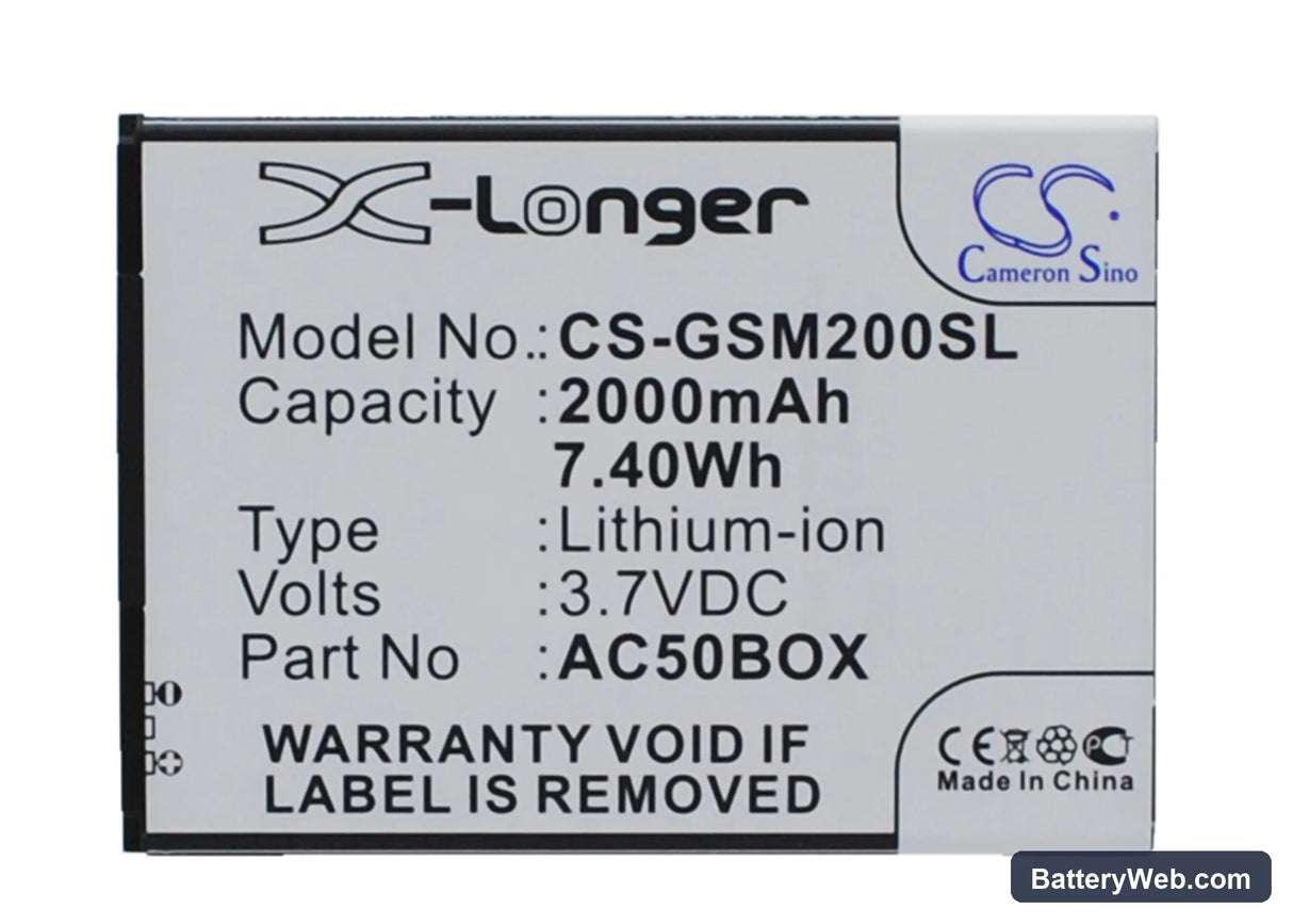 Archos 50b Oxygen Replacement Battery, 3.7V, 2000mAh, Li-ion 1