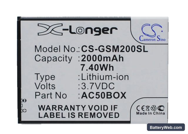 Archos 50b Oxygen Replacement Battery, 3.7V, 2000mAh, Li-ion 1