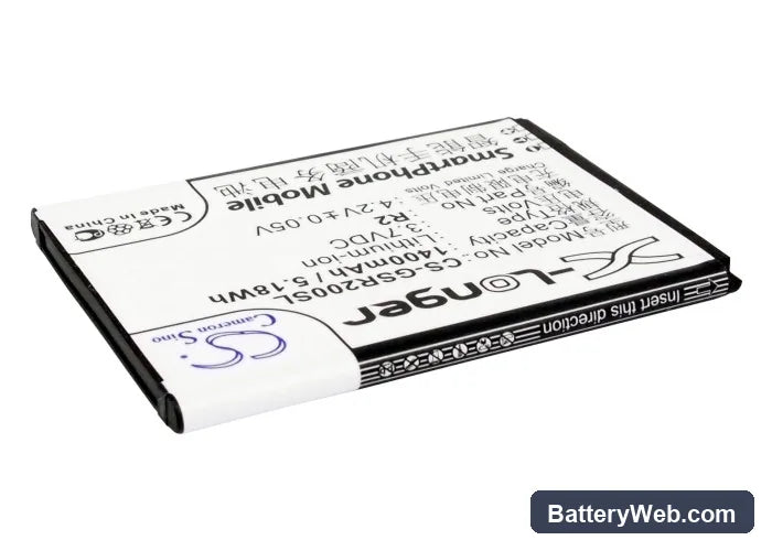 GSmart Roma R2 Replacement Battery, 3.7V, 1400mAh, Li-ion 2