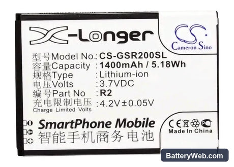 GSmart Roma R2 Replacement Battery, 3.7V, 1400mAh, Li-ion 5