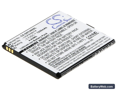 GSmart T4 Replacement Battery, 3.7V, 1250mAh, Li-ion 1
