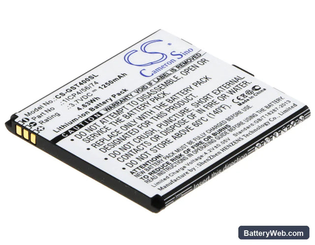 GSmart T4 Replacement Battery, 3.7V, 1250mAh, Li-ion 1