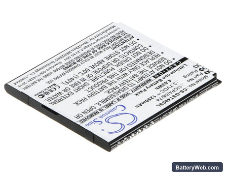 GSmart T4 Replacement Battery, 3.7V, 1250mAh, Li-ion 2