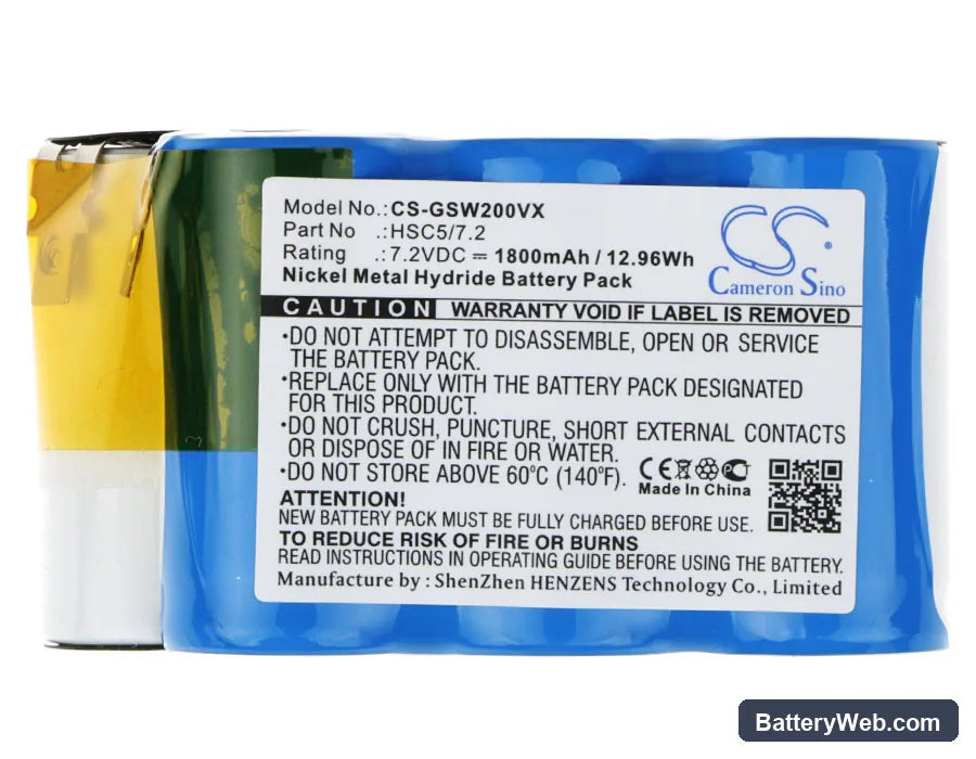 Gtech SW01 Replacement Battery, 7.2V, 1800mAh, Ni-MH 5