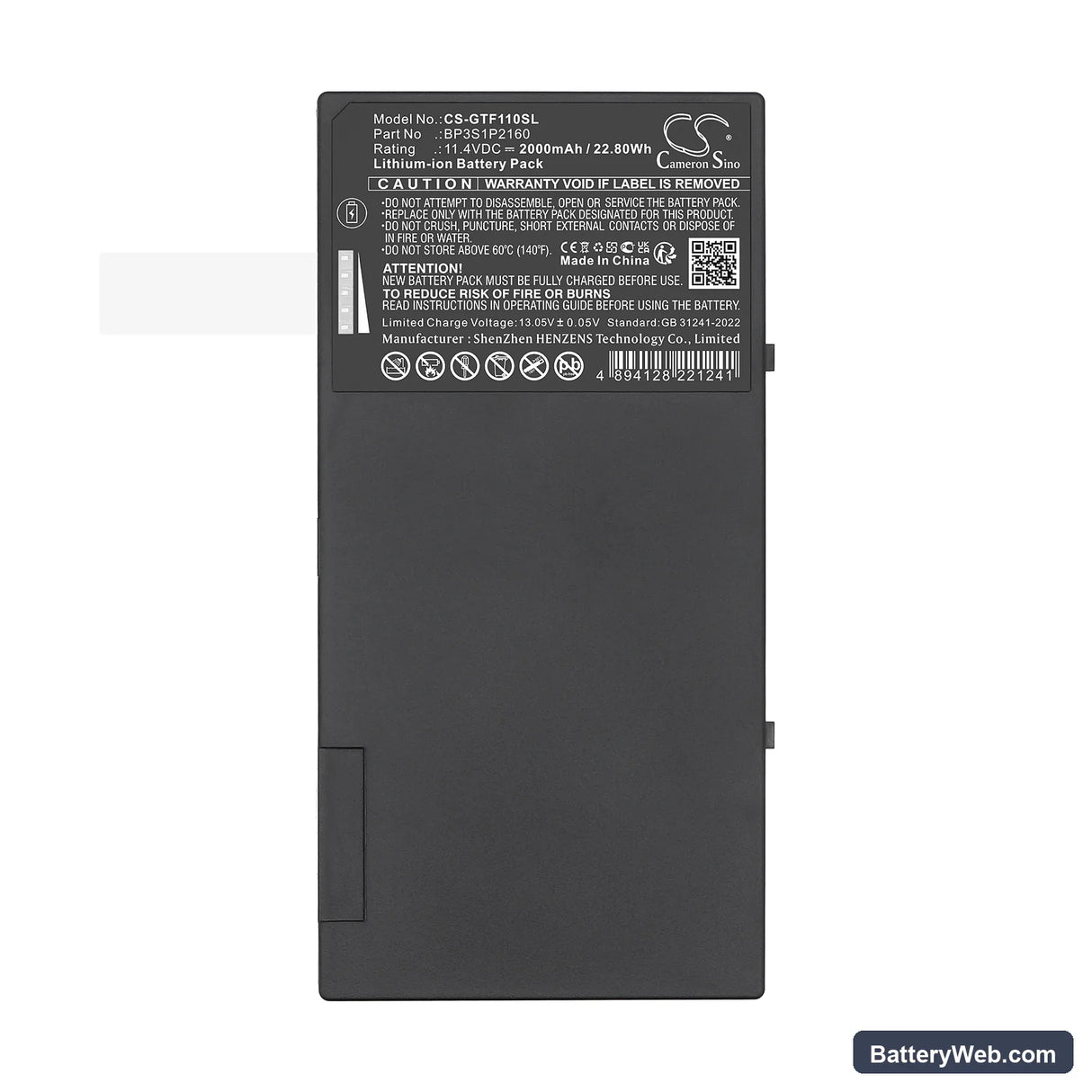 Getac F110 G2 Replacement Battery, 11.4V, 2000mAh, Li-ion 5