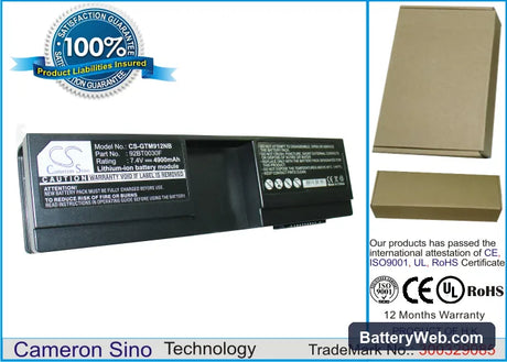 Gigabyte M912 Replacement Battery, 7.4V, 4900mAh, Li-ion 1