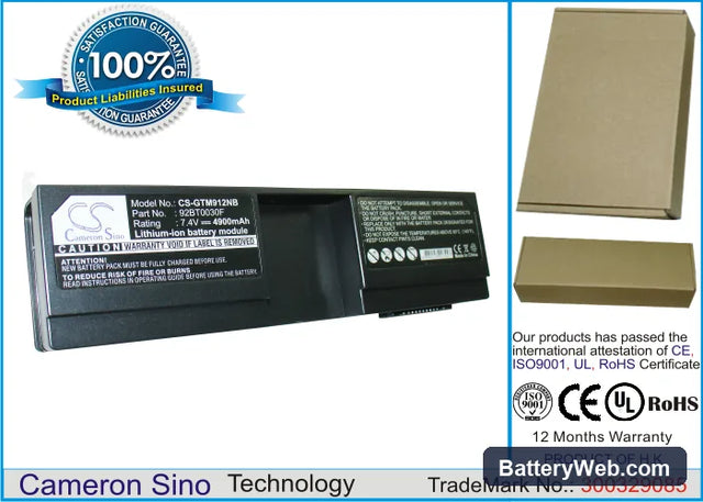 Gigabyte M912 Replacement Battery, 7.4V, 4900mAh, Li-ion 1