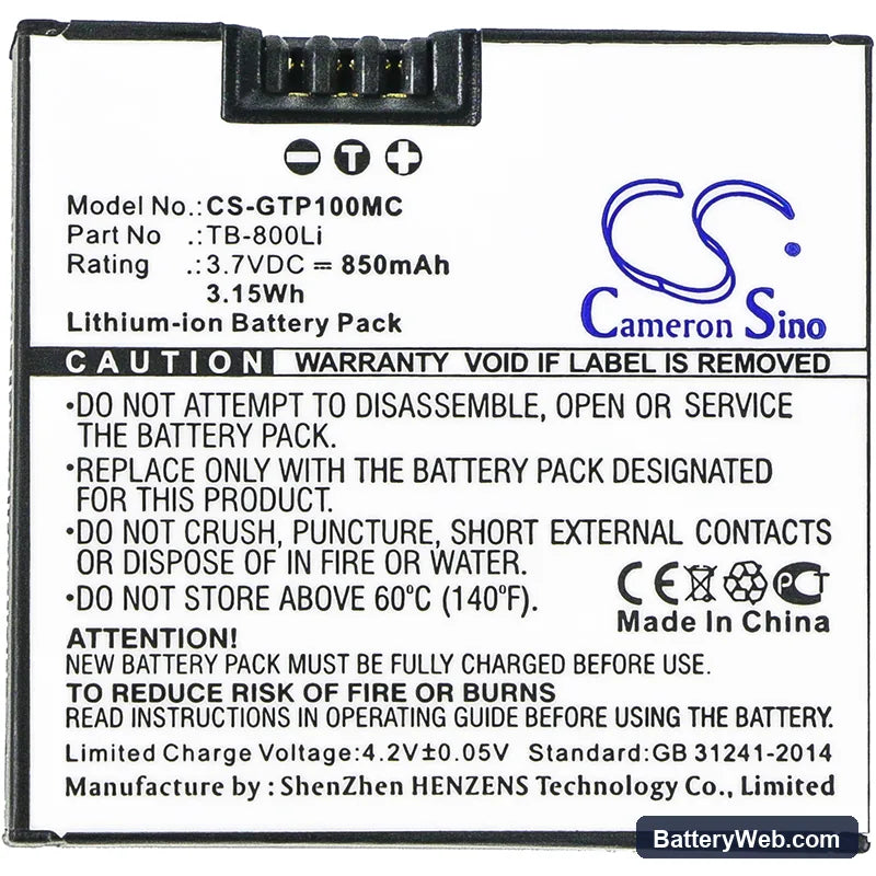 GOTOP G1 Replacement Battery, 3.7V, 850mAh, Li-ion 3
