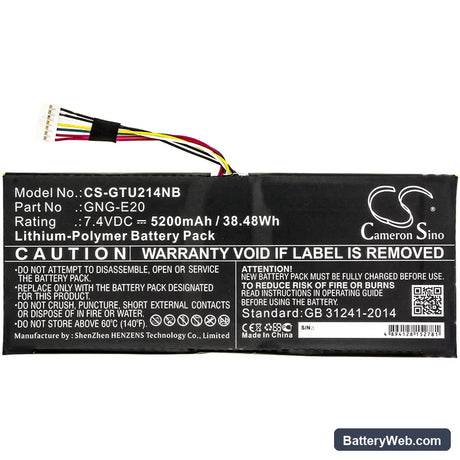 Getac U2142-i5-3337U Replacement Battery, 7.4V, 5200mAh, Li-Polymer 3