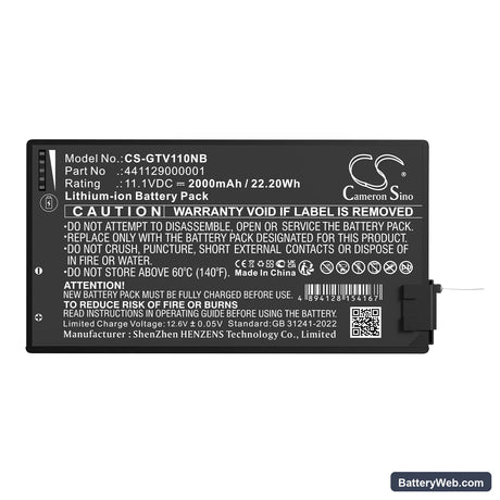 Getac V110 Replacement Battery, 11.1V, 2000mAh, Li-ion 5