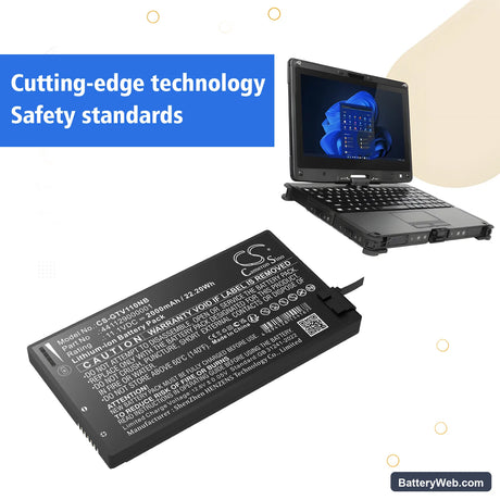 Getac V110 Replacement Battery, 11.1V, 2000mAh, Li-ion 6