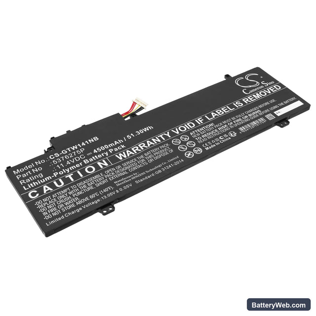 Gateway GWTN156-7BK Replacement Battery, 11.4V, 4500mAh, Li-Polymer 1