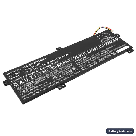 Gateway GWTN156-11BK Replacement Battery, 7.6V, 5000mAh, Li-Polymer 1