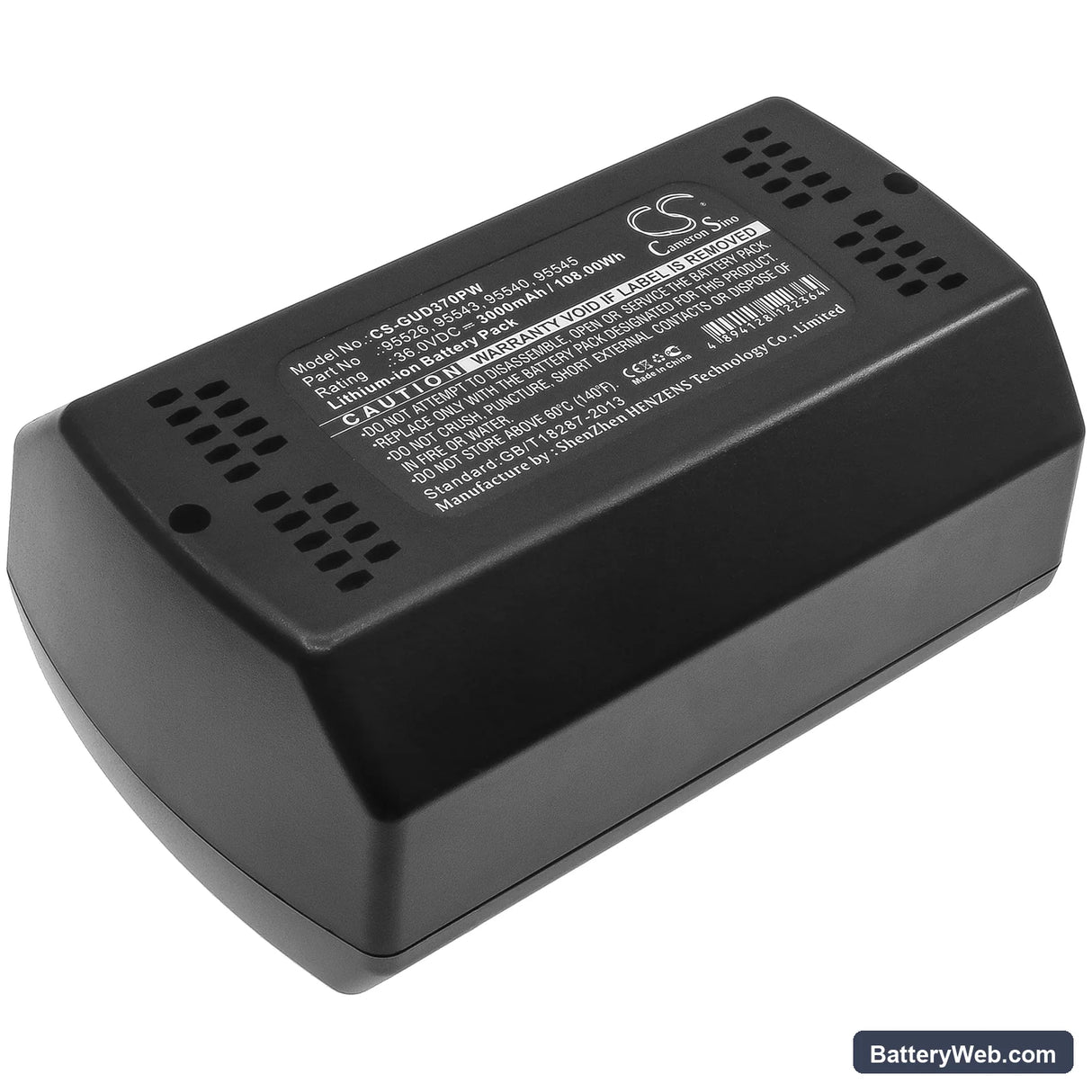Gude Rasenmaher 370/36 Replacement Battery, 36V, 3000mAh, Li-ion 3