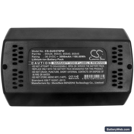 Gude Rasenmaher 370/36 Replacement Battery, 36V, 3000mAh, Li-ion 5