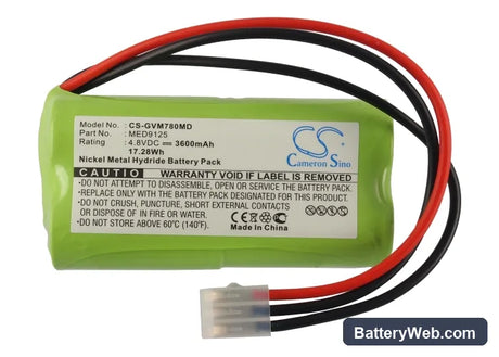 Ohmeda 7800 Replacement Battery, 4.8V, 3600mAh, Ni-MH 5