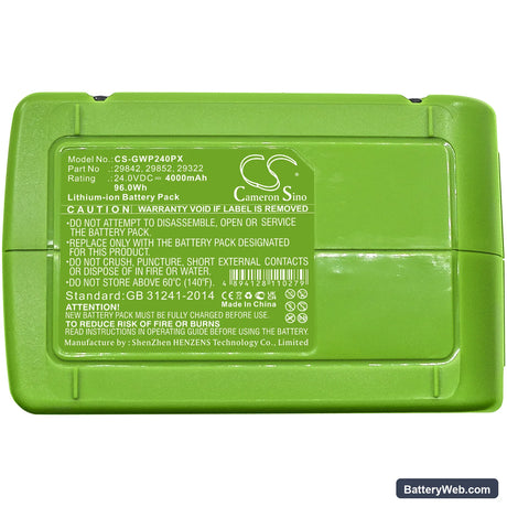 Powerworks 2CM P24LM32 Replacement Battery, 24V, 4000mAh, Li-ion 5