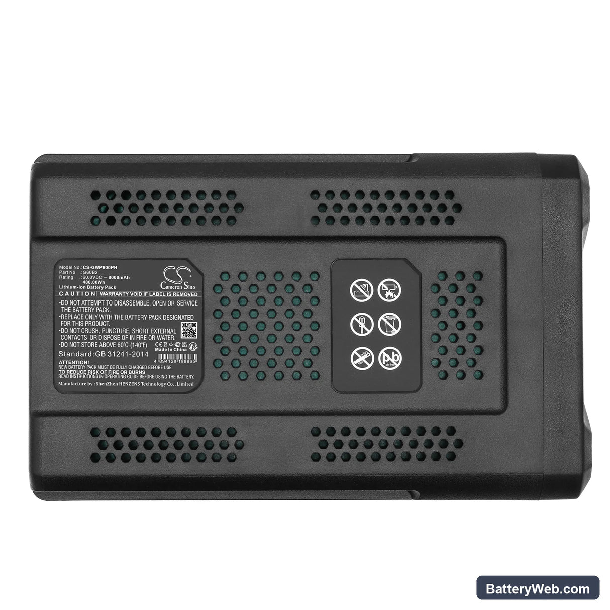 GreenWorks GD60AB Replacement Battery, 60V, 8000mAh, Li-ion 5