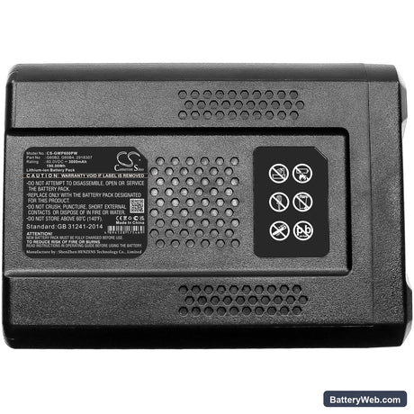 GreenWorks GD60AB Replacement Battery, 60V, 3000mAh, Li-ion 5