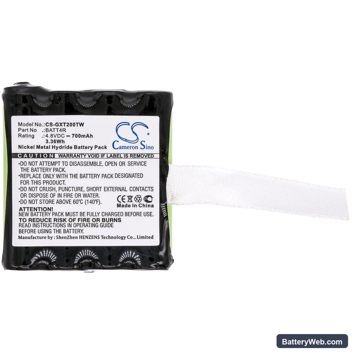 Midland GXT200 Replacement Battery, 4.8V, 700mAh, Ni-MH 5