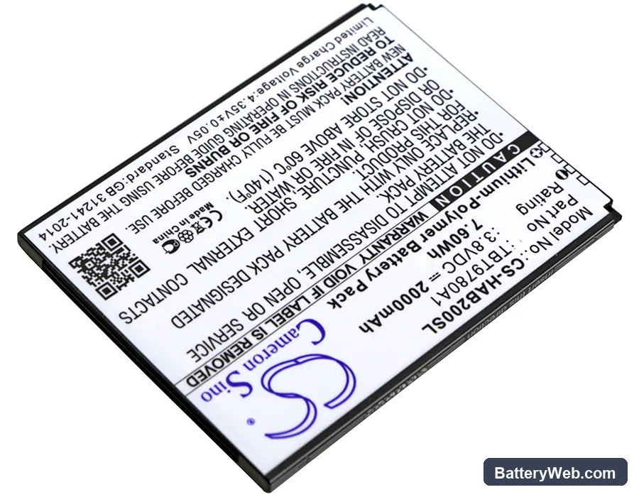 K-Touch Nibiru H1 Replacement Battery, 3.8V, 2000mAh, Li-Polymer 2