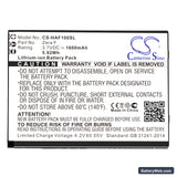 Highscreen Zera F Replacement Battery, 3.7V, 1600mAh, Li-ion 3
